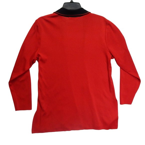 Exclusively Misook Womens Black & Red  Knit Open Front Sweater Washable Size M - Picture 2 of 9